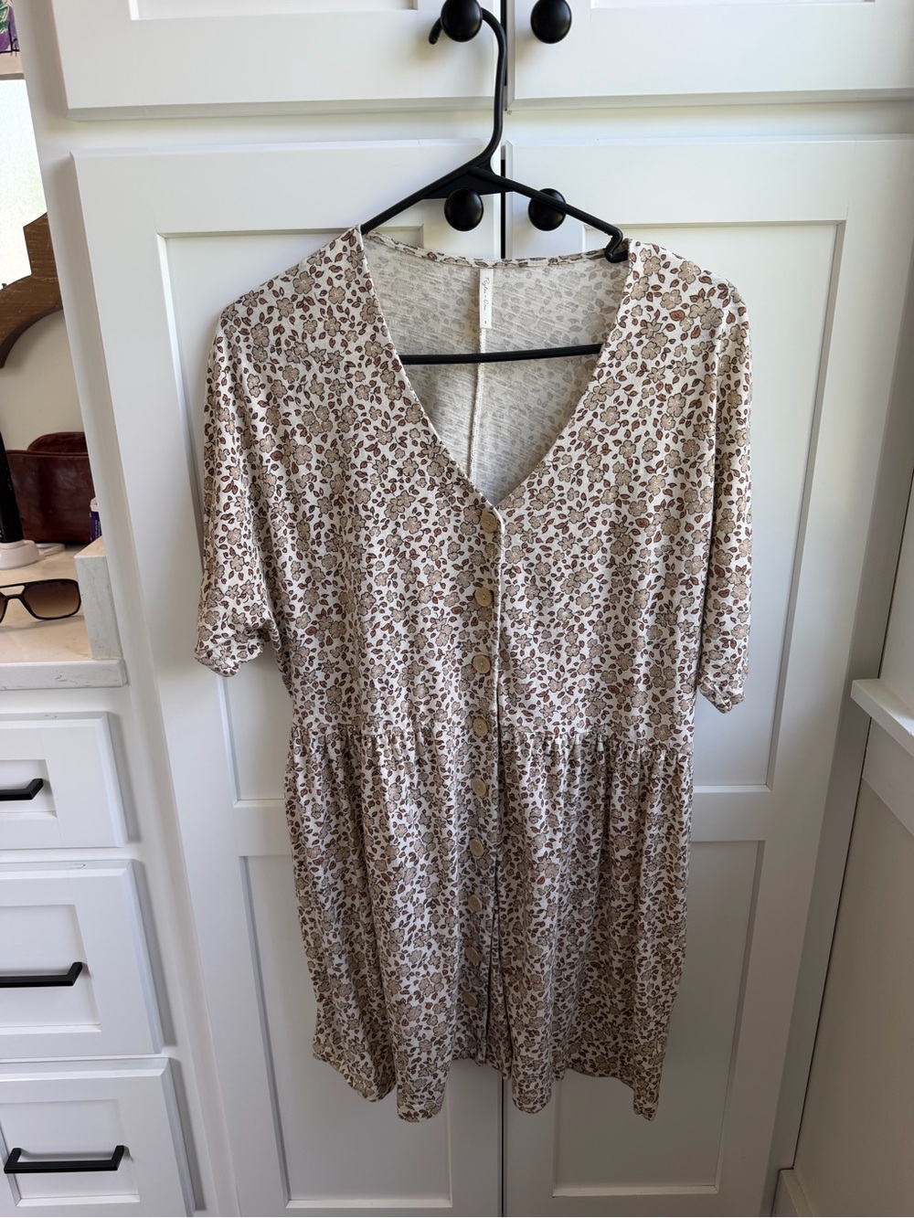 Rylee + Cru Cream Dress with Brown Floral Print